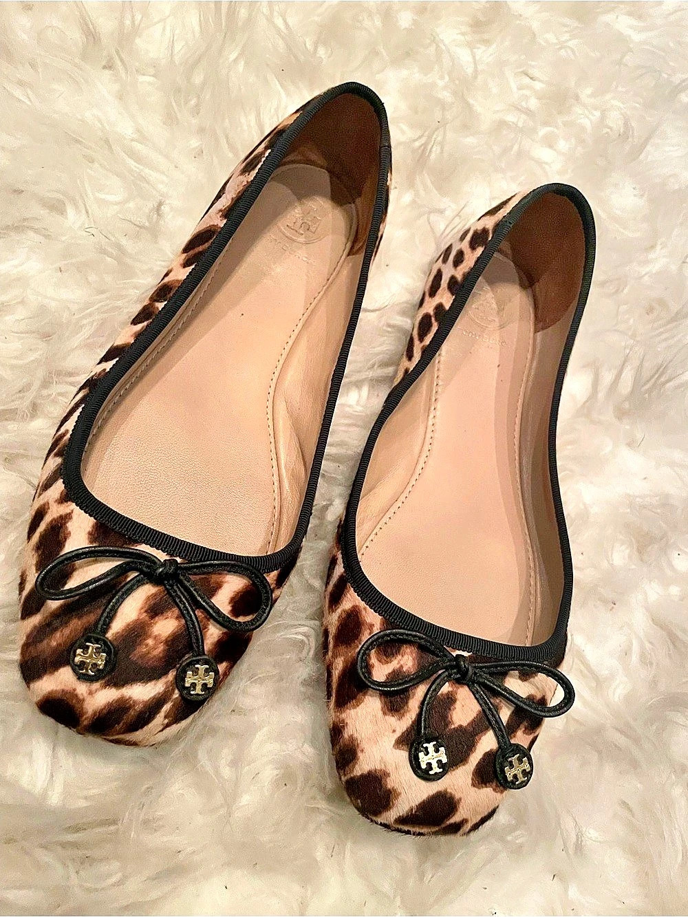 Tory Burch Leopard Print Calf Hair Ballet Flats
